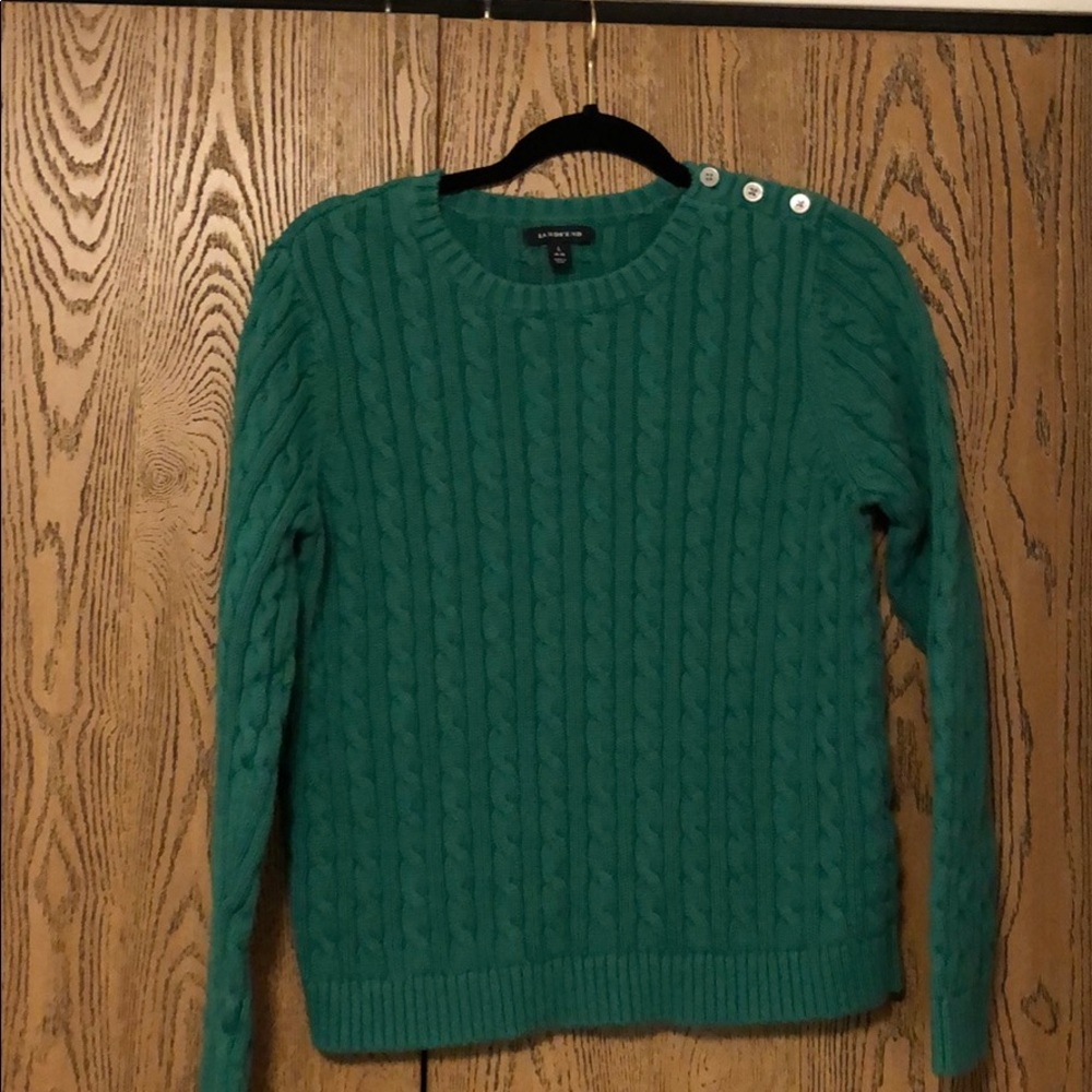 Used Land’ End green sweater size large.